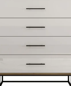OTTO home Schubkastenkommode »Lucca Sideboard mit schwarzen Griffen 4 Schubladen Kufengestell« Hochwertige Hochglanzfronten in weiß,Kommode Wäscheschrank im Loft Design mit 4 Schubladen