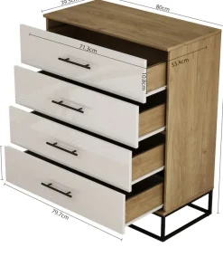 OTTO home Schubkastenkommode »Lucca Sideboard mit schwarzen Griffen 4 Schubladen Kufengestell« Hochwertige Hochglanzfronten in weiß,Kommode Wäscheschrank im Loft Design mit 4 Schubladen