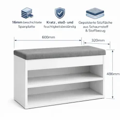 OTTO home Schuhbank »Schuchschrank 60,Schuhregal, Schuhtruhe, Schuhkommode, Sitzbank« Inkl. bequemem Sitzkissen mit Stauraum darunter