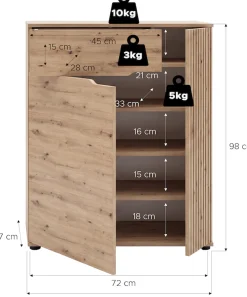 OTTO home Schuhkommode »FJELL, Breite 80cm, 2 Türen, 1 Schubkasten, 3 Einlegeböden, 5 Fächer« Garderobenschrank, Schuhschrank, Kommode, Sideboard, Anrichte