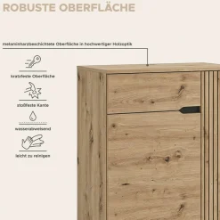 OTTO home Schuhkommode »FJELL, Breite 80cm, 2 Türen, 1 Schubkasten, 3 Einlegeböden, 5 Fächer« Garderobenschrank, Schuhschrank, Kommode, Sideboard, Anrichte