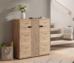 OTTO home Schuhkommode »FJELL, Breite 104cm, 3 Türen, 2 Schubkästen, 6 Einlegeböden, 9 Fächer« Garderobenschrank, Schuhschrank, Kommode, Sideboard, Anrichte