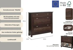 OTTO home Schuhkommode »Rauna Schuhkipper, Schuhschrank« Breite 120 cm,Kiefer massiv, FSC®, 3-Fachschuhtrommel, ca. 24 Paar Schuhe