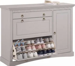 OTTO home Schuhkommode »Rustic, Kommode, Landausstil« Bis max. Schuhgröße 42,aus massiver Kiefer, Breite 130 cm, für ca. 2 x 12 Paar Schuhe
