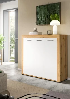 OTTO home Schuhschrank »AOSTA, Höhe 108cm, 3 Türen, 10 Einlegeböden, 12 Fächer« in verschiedenen Farbausführungen erhältlich, individuell kombinierbar,Kommode, Schrank, Sideboard, Flurkommode, Anrichte, Garderobenschrank