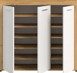 OTTO home Schuhschrank »AOSTA, Höhe 108cm, 3 Türen, 10 Einlegeböden, 12 Fächer« in verschiedenen Farbausführungen erhältlich, individuell kombinierbar,Kommode, Schrank, Sideboard, Flurkommode, Anrichte, Garderobenschrank