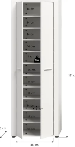 OTTO home Schuhschrank »AOSTA, Höhe 191cm, 2 Türen, 10 Einlegeböden, 11 Fächer« in verschiedenen Farbausführungen erhältlich, individuell kombinierbar, 1 Stk. tlg.