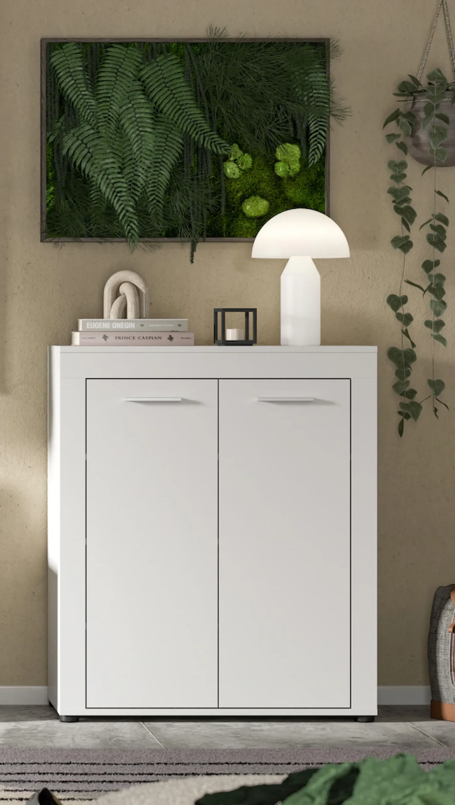OTTO home Schuhschrank »AOSTA, Höhe 95cm, 2 Türen, 3 Einlegeböden, 4 Fächer« in verschiedenen Farbausführungen erhältlich, individuell kombinierbar,Kommode, Schrank, Sideboard, Flurkommode, Anrichte, Garderobenschrank