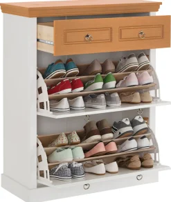 OTTO home Schuhschrank »Basilico« aus massiver Kiefer, FSC®, Breite 90 cm, mit Schublade, Kassettenoptik