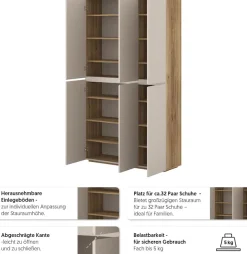 OTTO home Schuhschrank »Criss moderner Griffloser Stauschrank, Allzweckschrank, Schuhkommode« Mehrzweckschrank,Breite 105 cm, inclusive 12 verstellbare Einlegeböden