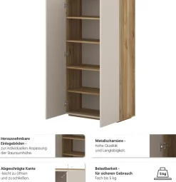OTTO home Schuhschrank »Criss moderner Griffloser Stauschrank, Allzweckschrank, Schuhkommode« Mehrzweckschrank, Breite 70 cm, inclusive 4 verstellbare Einlegeböden