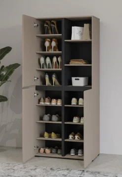 OTTO home Schuhschrank »Cross, Höhe 183,5cm, modernes griffloses Schuhregal mit 3 Türen« Hochschrank mit viel Stauraum, Platz für ca. 24 Paar Schuhe
