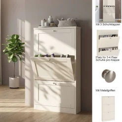 OTTO home Schuhschrank »Heide« Breite 70 cm, mit 3 Klappen und Facettenfront, Höhe ca. 130 cm