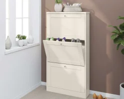 OTTO home Schuhschrank »Heide« Breite 70 cm, mit 3 Klappen und Facettenfront, Höhe ca. 130 cm