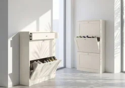 OTTO home Schuhschrank »Heide« Breite 70 cm, mit 3 Klappen und Facettenfront, Höhe ca. 130 cm