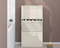 OTTO home Schuhschrank »Heide« Breite 70 cm, mit 3 Klappen und Facettenfront, Höhe ca. 130 cm