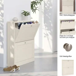 OTTO home Schuhschrank »Heide« Breite 70 cm, mit 2 Klappen und Facettenfront