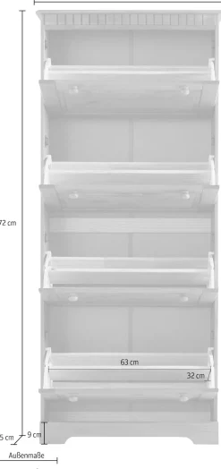 OTTO home Schuhschrank »Lisa« mit 4 Klappen, Höhe 172 cm, Breite 75 cm
