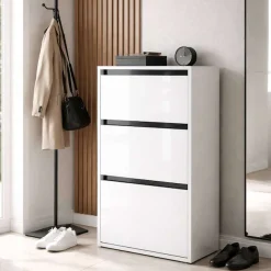 OTTO home Schuhschrank »Locco, Schuhregal, Schuhkommode, Breite 50 cm« Schuhkipper, UV-lackiert, Hochglanz, grifflos, 3-türig