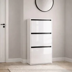 OTTO home Schuhschrank »Locco, Schuhregal, Schuhkommode, Breite 50 cm« Schuhkipper, UV-lackiert, Hochglanz, grifflos, 3-türig