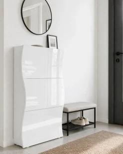 OTTO home Schuhschrank »Luxor 3, Schuhklapper, Schuhkommode, Höhe 121 cm« UV-lackiert, Hochglanz, grifflos, 3-Klappen