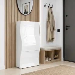 OTTO home Schuhschrank »Luxor 3, Schuhklapper, Schuhkommode, Höhe 121 cm« UV-lackiert, Hochglanz, grifflos, 3-Klappen
