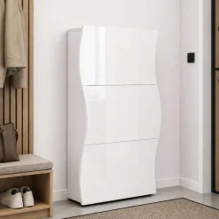 OTTO home Schuhschrank »Luxor 3, Schuhklapper, Schuhkommode, Höhe 121 cm« UV-lackiert, Hochglanz, grifflos, 3-Klappen