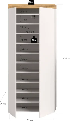 OTTO home Schuhschrank »MAMBO, TOPSELLER!, Höhe 179 cm, 2 Türen, 9 Einlegeböden« 1 Stk. tlg. Schuhschrank, Schuhkommode, Flur, Diele