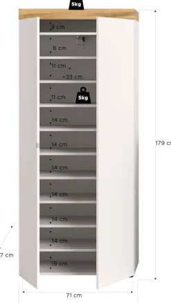 OTTO home Schuhschrank »MAMBO II, Höhe 179 cm, 2 Türen, 9 Einlegeböden« 1 Stk. tlg. Schuhschrank, Schuhkommode, Flur, Diele