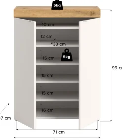 OTTO home Schuhschrank »MAMBO II, Breite 77 cm, 2 Türen, 5 Einlegeböden« 1 Stk. tlg. Schuhschrank, Schuhkommode, Flur, Diele