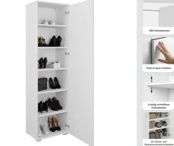 OTTO home Schuhschrank »Paris, stehend oder hängend montierbar, Türanschlag wechselbar« moderne Garderobenschrank Höhe 180cm, 6 geräumiger Fächer