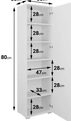 OTTO home Schuhschrank »Paris, stehend oder hängend montierbar, Türanschlag wechselbar« moderne Garderobenschrank Höhe 180cm, 6 geräumiger Fächer