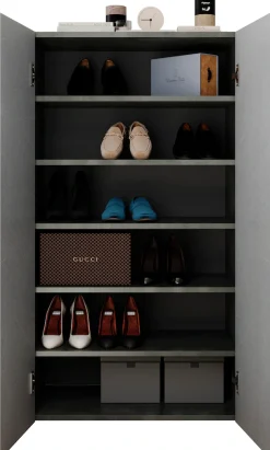 OTTO home Schuhschrank »Pratiko Breite 63 cm, Höhe 114 cm, Schuhregal mit 6 Ebenen,« Schuhkommode, 2 Türen, Platz für bis zu 15 Paar Schuhe