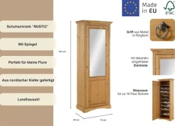 OTTO home Schuhschrank »Rustic« aus massiver Kiefer, mit Spiegel, für ca. 16 Paar Schuhe