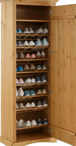 OTTO home Schuhschrank »Rustic« aus massiver Kiefer, mit Spiegel, für ca. 16 Paar Schuhe