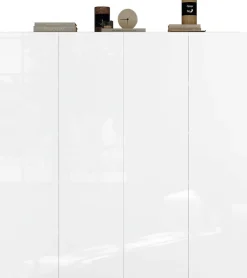 OTTO home Schuhschrank »SMILE Breite 124 cm, Höhe 114 cm, Schuhregal mit 5 Ebenen, 10 Fächer,« Schuhkommode in Weiss Hochglanz Lack