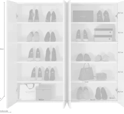 OTTO home Schuhschrank »SMILE Breite 124 cm, Höhe 114 cm, Schuhregal mit 5 Ebenen, 10 Fächer,« Schuhkommode in Weiss Hochglanz Lack