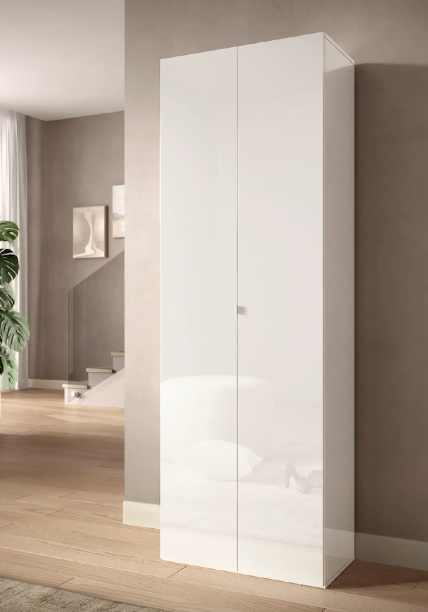 OTTO home Schuhschrank »SMILE Breite 63 cm, Höhe 184 cm, Schuhregal mit 7 Ebenen,« Schuhkommode in Weiss Hochglanz Lack