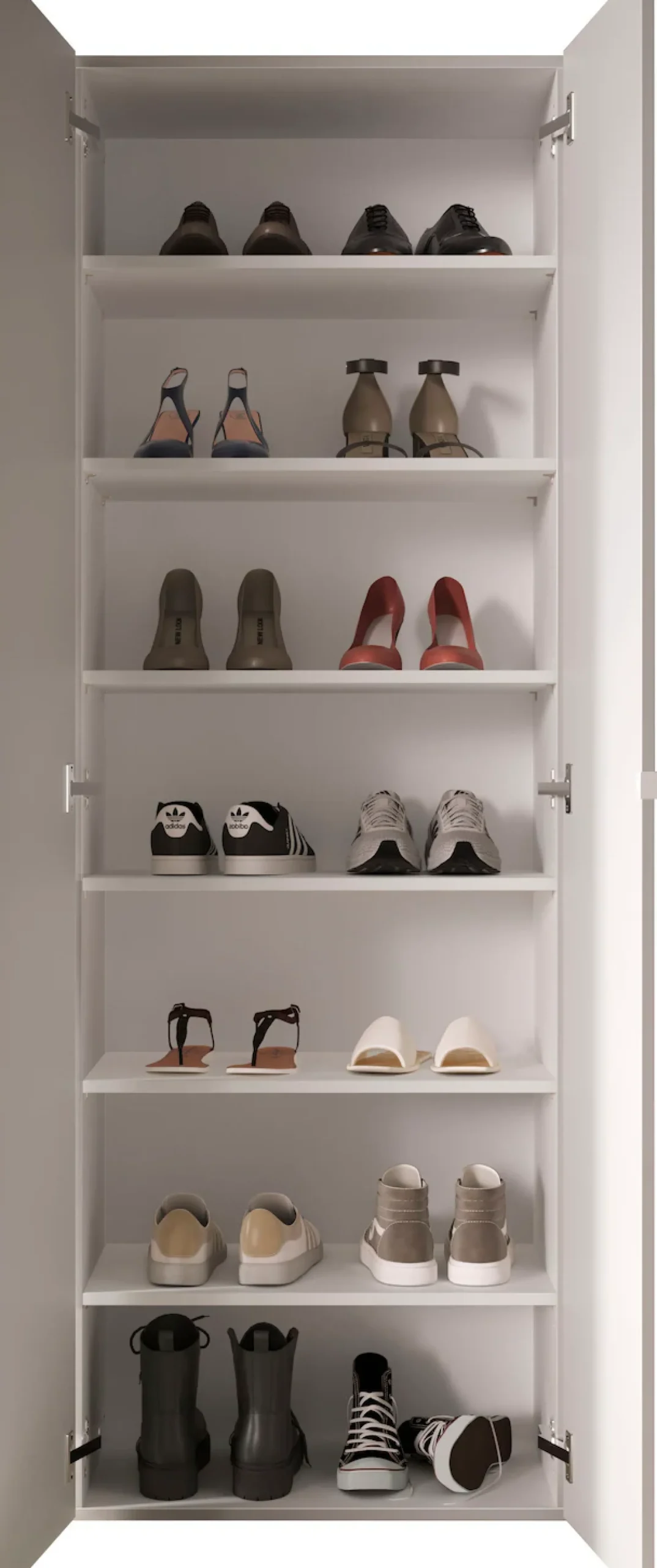OTTO home Schuhschrank »SMILE Breite 63 cm, Höhe 184 cm, Schuhregal mit 7 Ebenen,« Schuhkommode in Weiss Hochglanz Lack