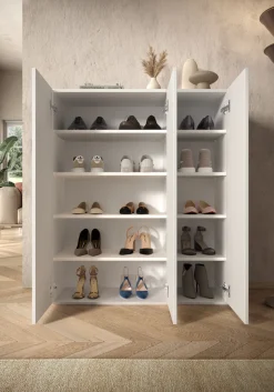 OTTO home Schuhschrank »SMILE Breite 95 cm, Höhe 114 cm, Schuhregal mit 5 Ebenen,« Schuhkommode in Weiss Hochglanz Lack