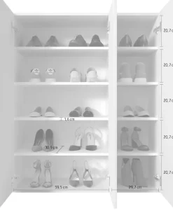 OTTO home Schuhschrank »SMILE Breite 95 cm, Höhe 114 cm, Schuhregal mit 5 Ebenen,« Schuhkommode in Weiss Hochglanz Lack