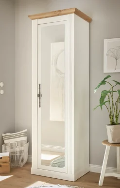 OTTO home Schuhschrank »Westminster, Schrank im Landhausstil, Hochschrank, Garderobenschrank« Metallgriffe, mit Spiegeltür, viel Stauraum, in 2 Farben erhältlich