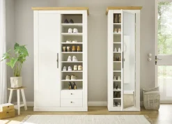 OTTO home Schuhschrank »Westminster, Schrank im Landhausstil, Hochschrank, Garderobenschrank« Metallgriffe, mit Spiegeltür, viel Stauraum, in 2 Farben erhältlich