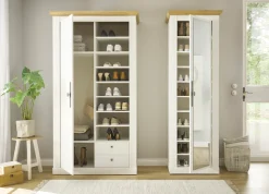OTTO home Schuhschrank »Westminster, Schrank im Landhausstil, Hochschrank, Garderobenschrank« Metallgriffe, mit Spiegeltür, viel Stauraum, in 2 Farben erhältlich