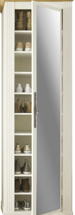 OTTO home Schuhschrank »Westminster, Schrank im Landhausstil, Hochschrank, Garderobenschrank« Metallgriffe, mit Spiegeltür, viel Stauraum, in 2 Farben erhältlich