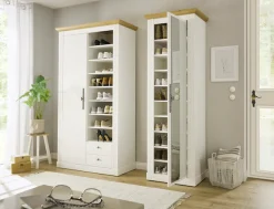 OTTO home Schuhschrank »Westminster, Schrank im Landhausstil, Hochschrank, Garderobenschrank« Metallgriffe, mit Spiegeltür, viel Stauraum, in 2 Farben erhältlich