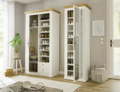 OTTO home Schuhschrank »Westminster, Schrank im Landhausstil, Hochschrank, Garderobenschrank« Metallgriffe, mit Spiegeltür, viel Stauraum, in 2 Farben erhältlich