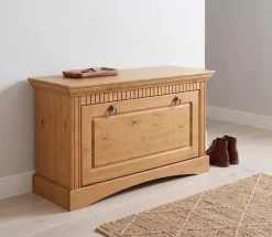 OTTO home Schuhtruhe »Rustic« aus massiver Kiefer, Sitzhöhe 49 cm, mit Kassettenoptik