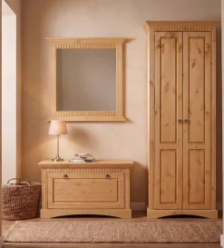 OTTO home Schuhtruhe »Rustic« aus massiver Kiefer, Sitzhöhe 49 cm, mit Kassettenoptik