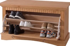 OTTO home Schuhtruhe »Rustic« aus massiver Kiefer, Sitzhöhe 49 cm, mit Kassettenoptik